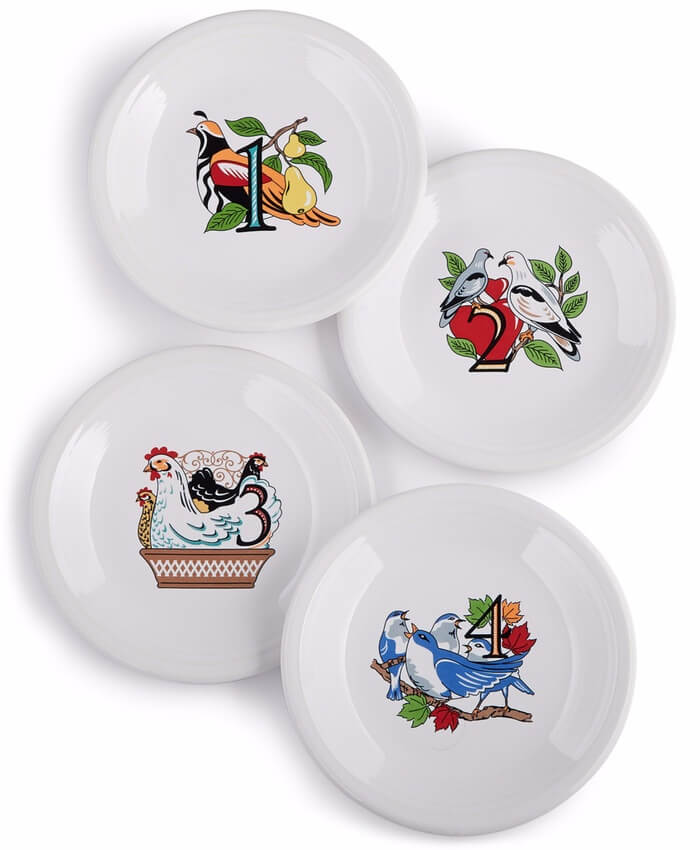 Fiesta Twelve Days of Christmas Set of 4 Salad/Dessert Plates, First Series in a Series of Three